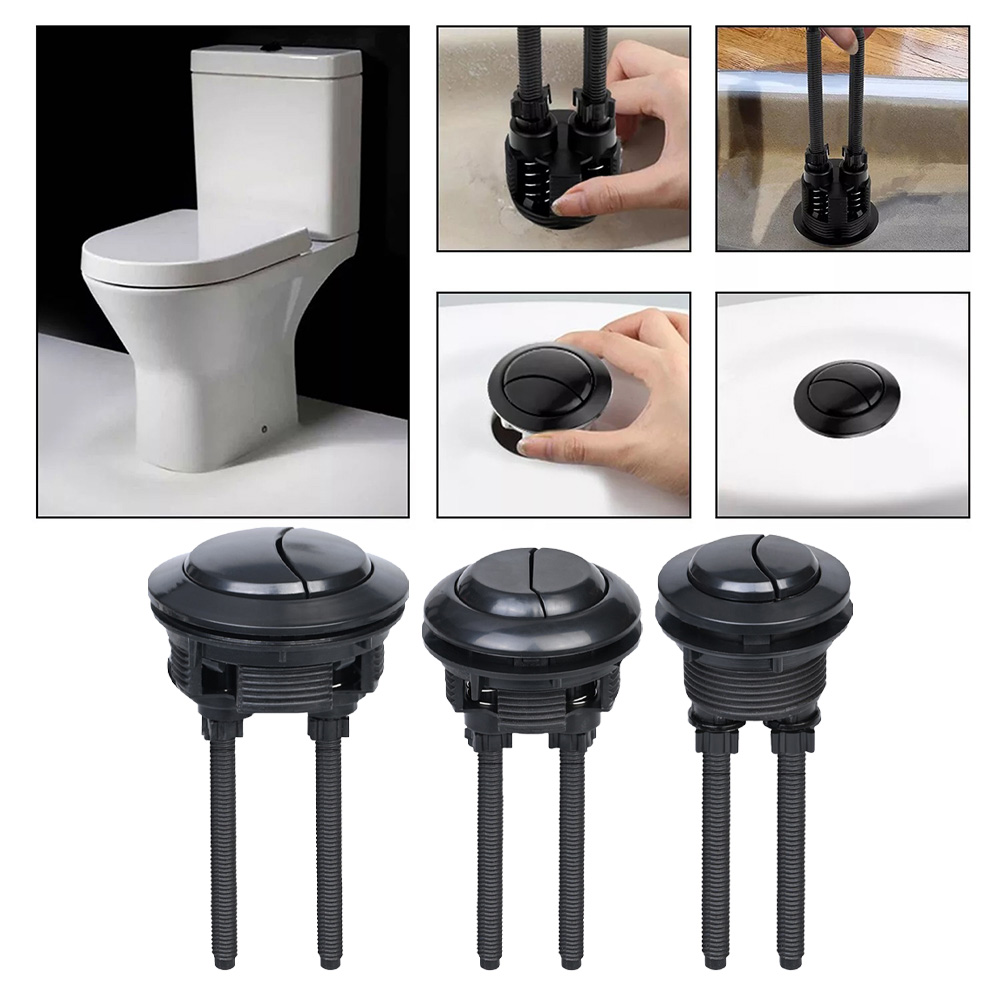 Toilet Flush Valve - Bouton de chasse d'eau noir 38mm,